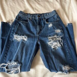 American Eagle Outfitters Distressed Dark Blue Boyfriend Jeans